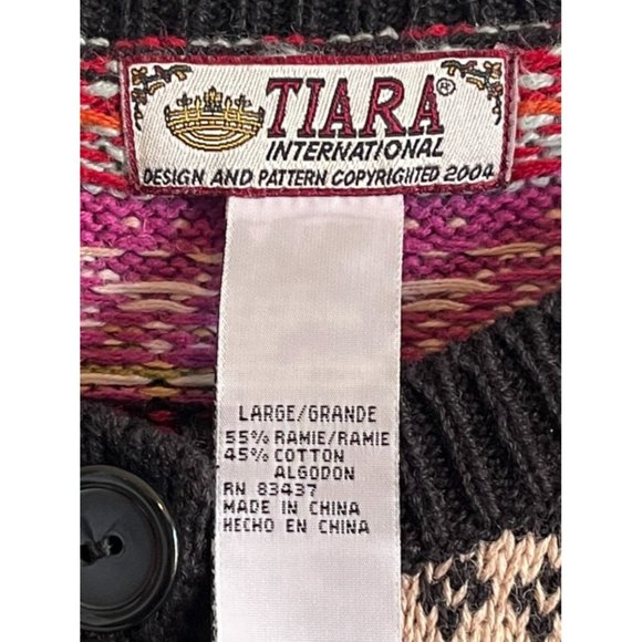 Vintage Multicolor Patterned Cardigan Tiara International - Picture 8 of 9